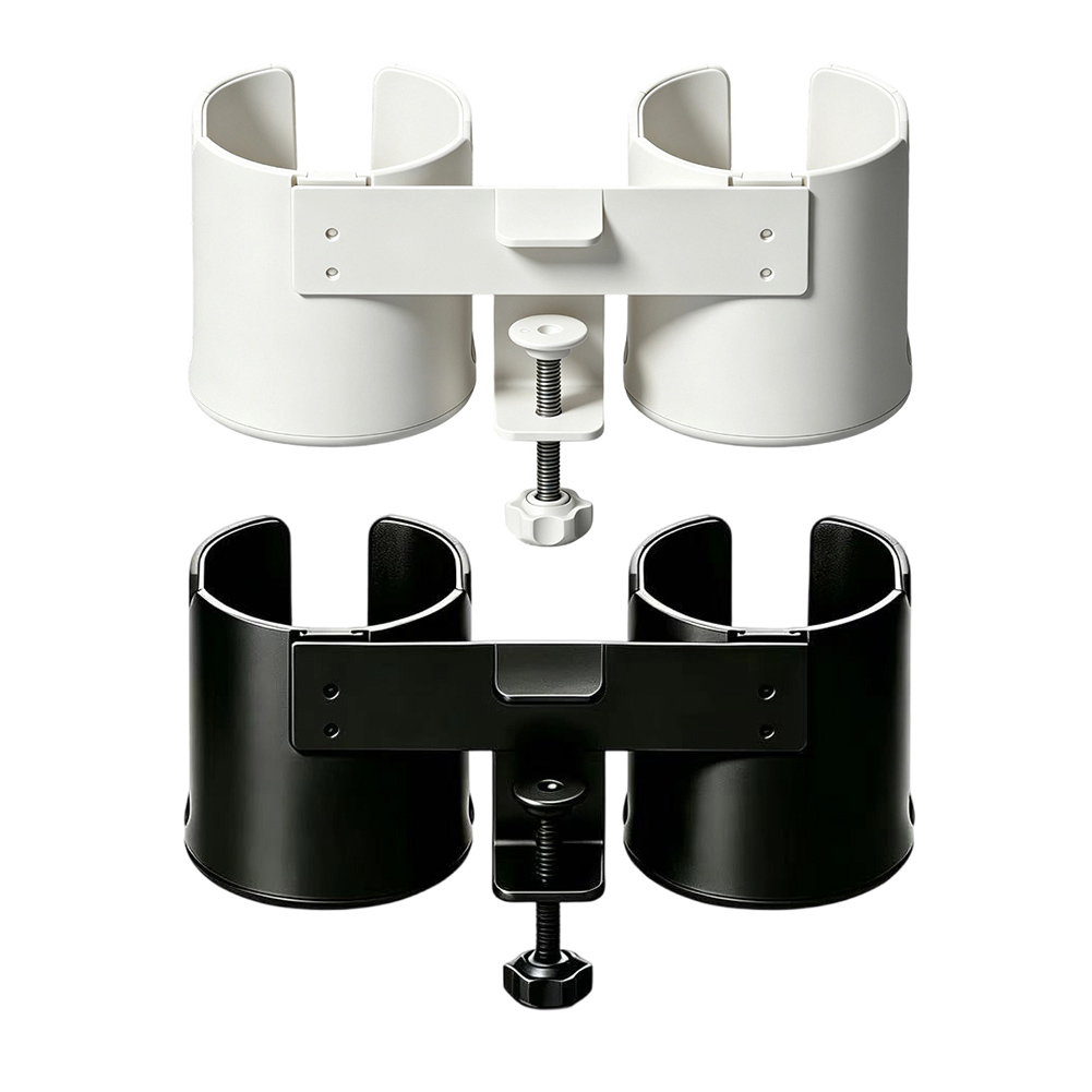 Tumbler 20Oz White - Double Cup Desk Clamp Holder for