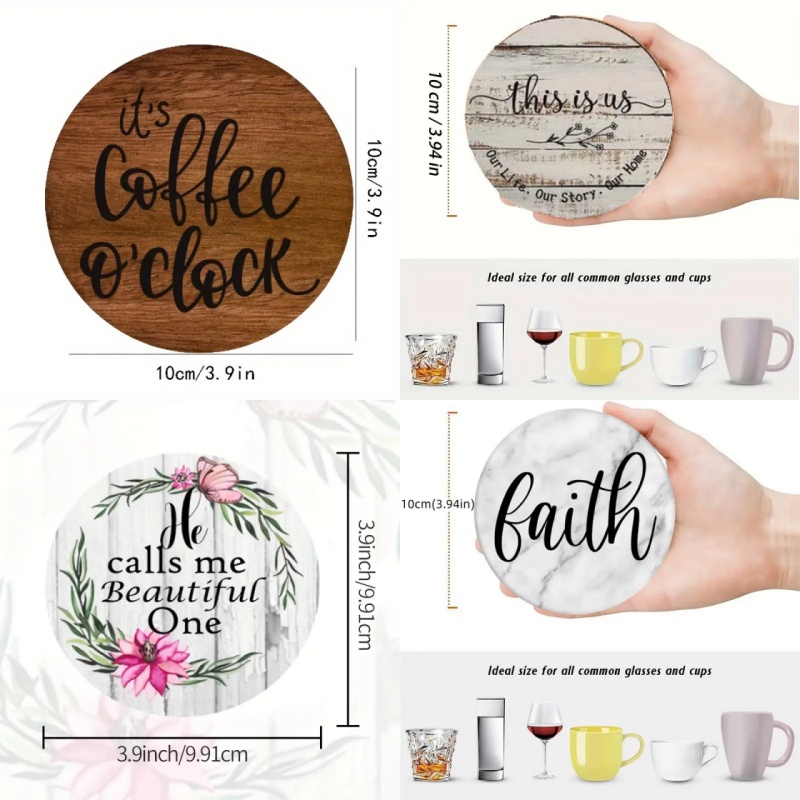 6 Pieces of Circular Inspirati - Coaster Sublimation Blank review and price