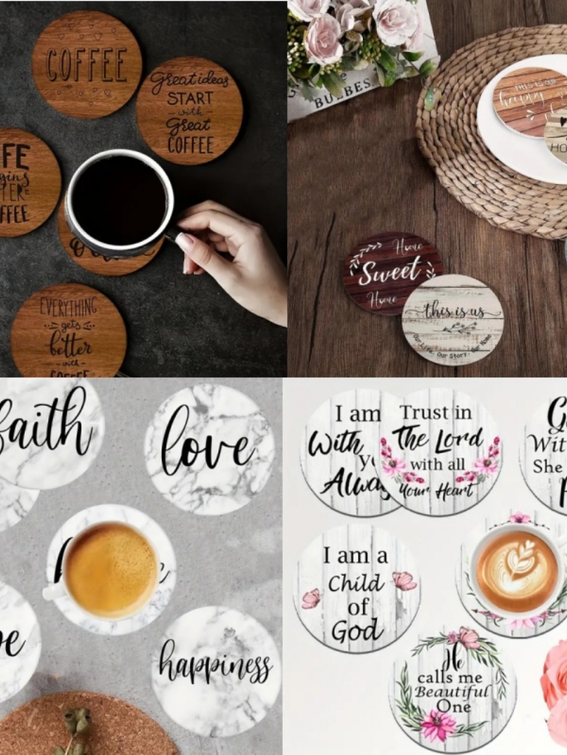 6 Pieces of Circular Inspirati - Coaster Sublimation Blank review and price